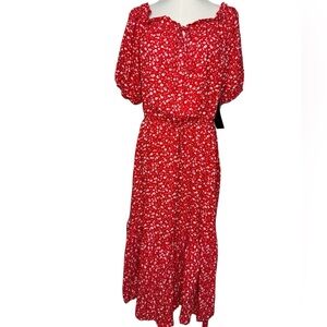 Ryan Michael Red Floral Women's Dress